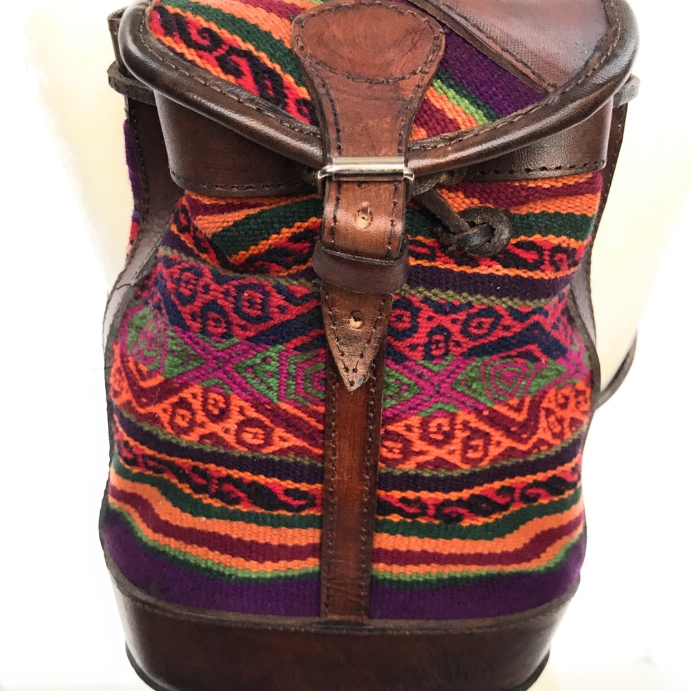 Mini Peruvian Leather And Wool Backpack. - image 2